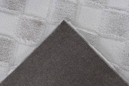 Soul Vloerkleed – Zilver – Geblokt Design – Zacht Hoogpolig