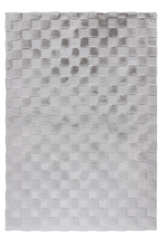 Soul Vloerkleed – Zilver – Geblokt Design – Zacht Hoogpolig