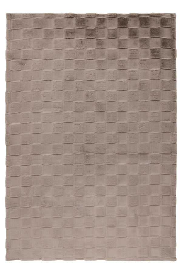 Soul Vloerkleed – Taupe – Geblokt Design – Zacht Hoogpolig