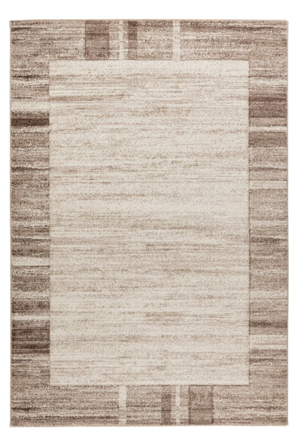 Trendy Carving – Beige kader structuur – Laagpolig vloerkleed
