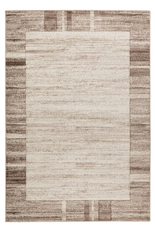 Trendy Carving – Beige kader structuur – Laagpolig vloerkleed