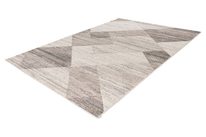 Trendy Carving – Beige silver geometrische structuur – Laagpolig vloerkleed