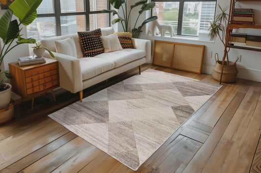 Trendy Carving – Silver geometrische structuur – Laagpolig vloerkleed