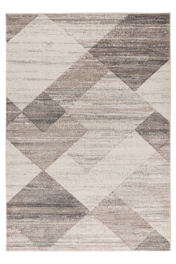 Trendy Carving – Beige silver geometrische structuur – Laagpolig vloerkleed