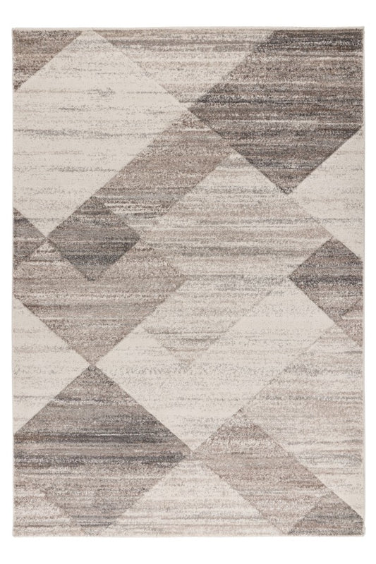 Trendy Carving – Beige silver geometrische structuur – Laagpolig vloerkleed