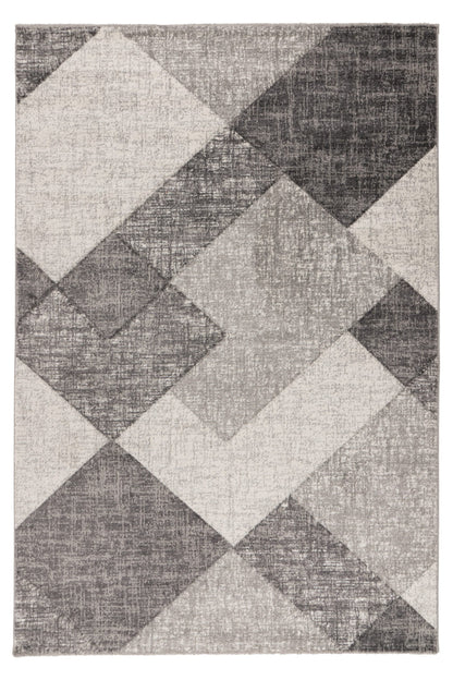 Trendy Carving – Silver geometrische structuur – Laagpolig vloerkleed