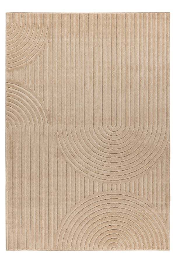 Japandi binnen- en buitenkleed Viva – beige met fijn patroon