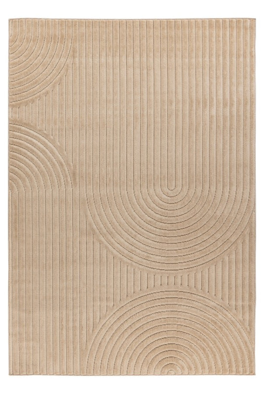 Japandi binnen- en buitenkleed Viva – beige met fijn patroon