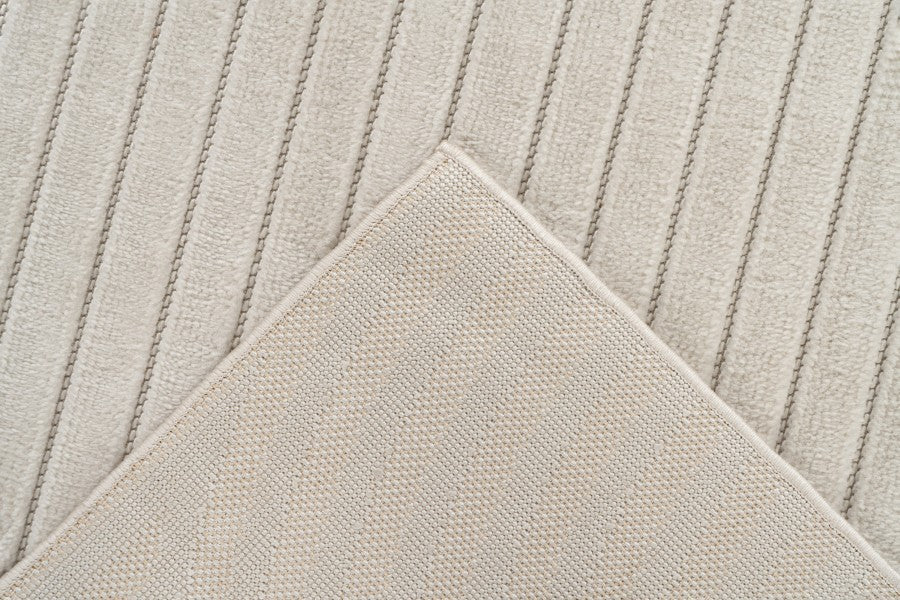 Japandi binnen- en buitenkleed Viva – ivory met ton-sur-ton lijnen