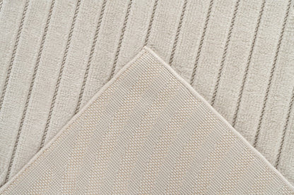 Japandi binnen- en buitenkleed Viva – ivory met ton-sur-ton lijnen