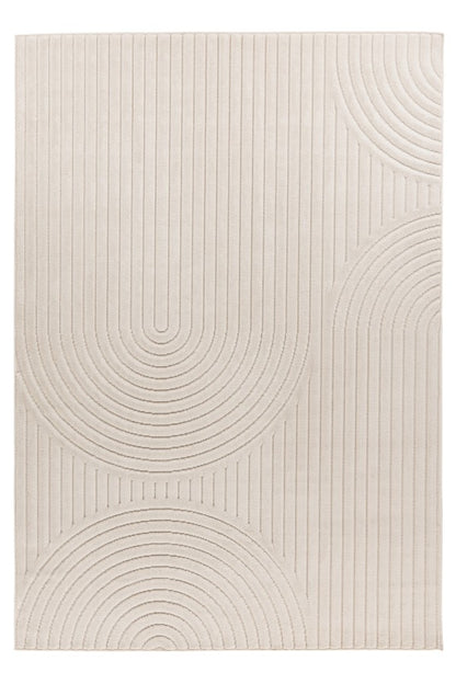 Japandi binnen- en buitenkleed Viva – ivory met ton-sur-ton lijnen