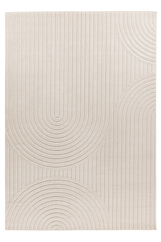 Japandi binnen- en buitenkleed Viva – ivory met ton-sur-ton lijnen