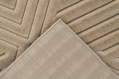 Japandi binnen- en buitenkleed Viva – beige met diamantvormig motief