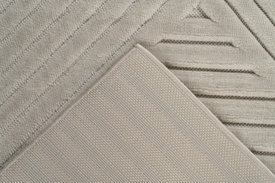 Japandi binnen- en buitenkleed Viva – ivory met subtiel geometrisch patroon