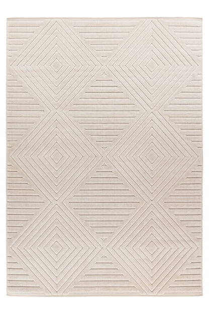Japandi binnen- en buitenkleed Viva – ivory met subtiel geometrisch patroon