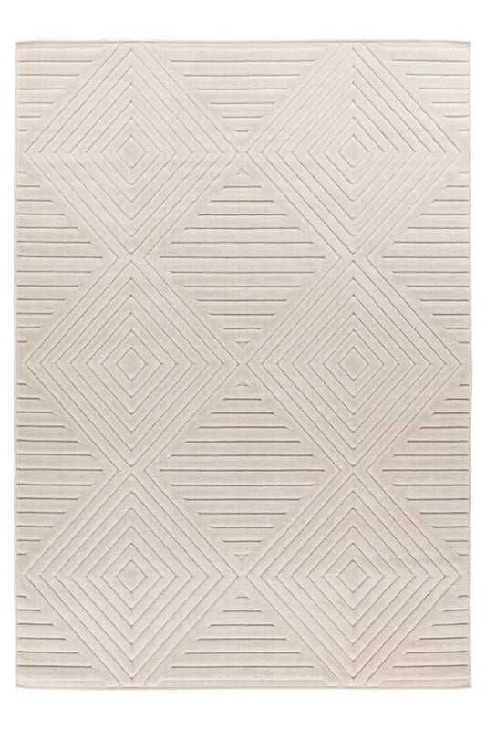 Japandi binnen- en buitenkleed Viva – ivory met subtiel geometrisch patroon