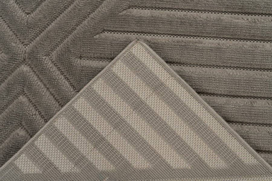 Japandi binnen- en buitenkleed Viva – silver met fijn geometrisch lijnenspel