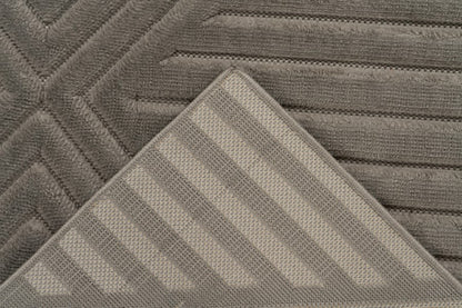 Japandi binnen- en buitenkleed Viva – silver met fijn geometrisch lijnenspel