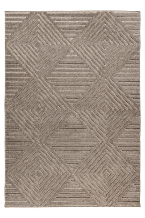 Japandi binnen- en buitenkleed Viva – silver met fijn geometrisch lijnenspel