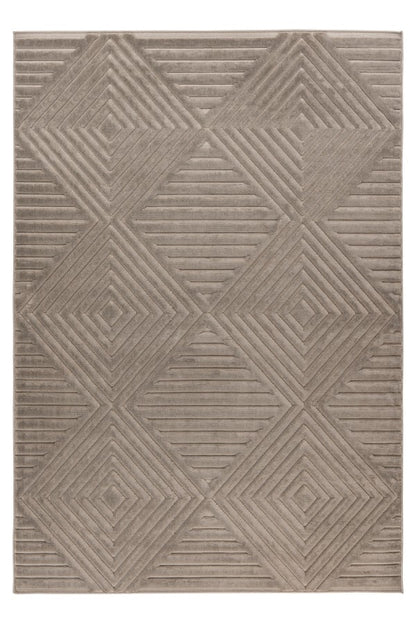 Japandi binnen- en buitenkleed Viva – silver met fijn geometrisch lijnenspel
