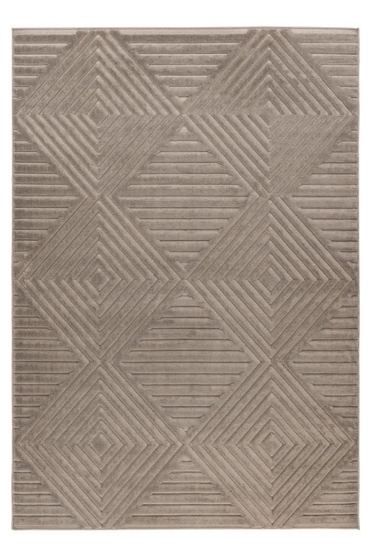 Japandi binnen- en buitenkleed Viva – silver met fijn geometrisch lijnenspel