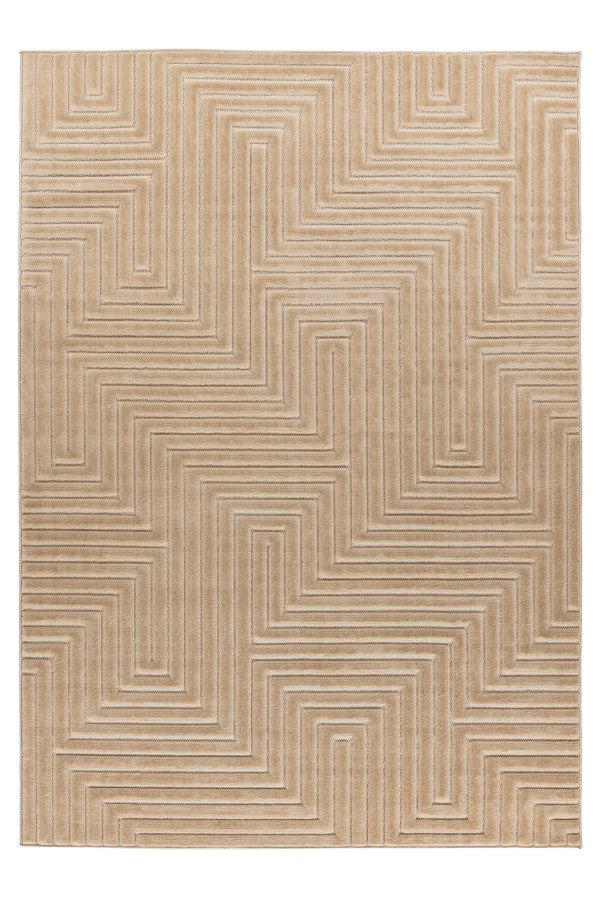 Japandi binnen- en buitenkleed Viva – beige met ingetogen Japandi lijnen