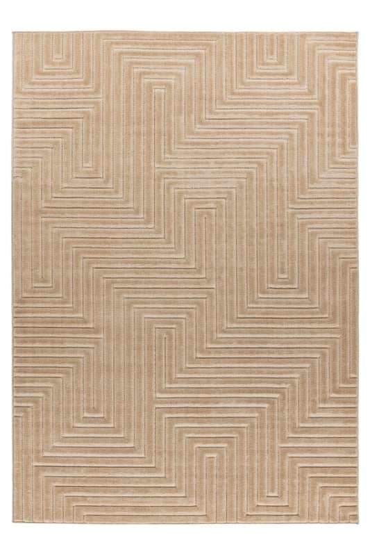 Japandi binnen- en buitenkleed Viva – beige met ingetogen Japandi lijnen