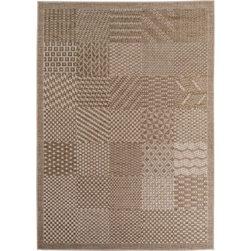 Ibiza – Geblokt Patchwork Bruin/Beige – Binnen & Buiten Vloerkleed – Laagpolig