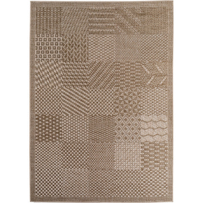 Ibiza – Geblokt Patchwork Bruin/Beige – Binnen & Buiten Vloerkleed – Laagpolig