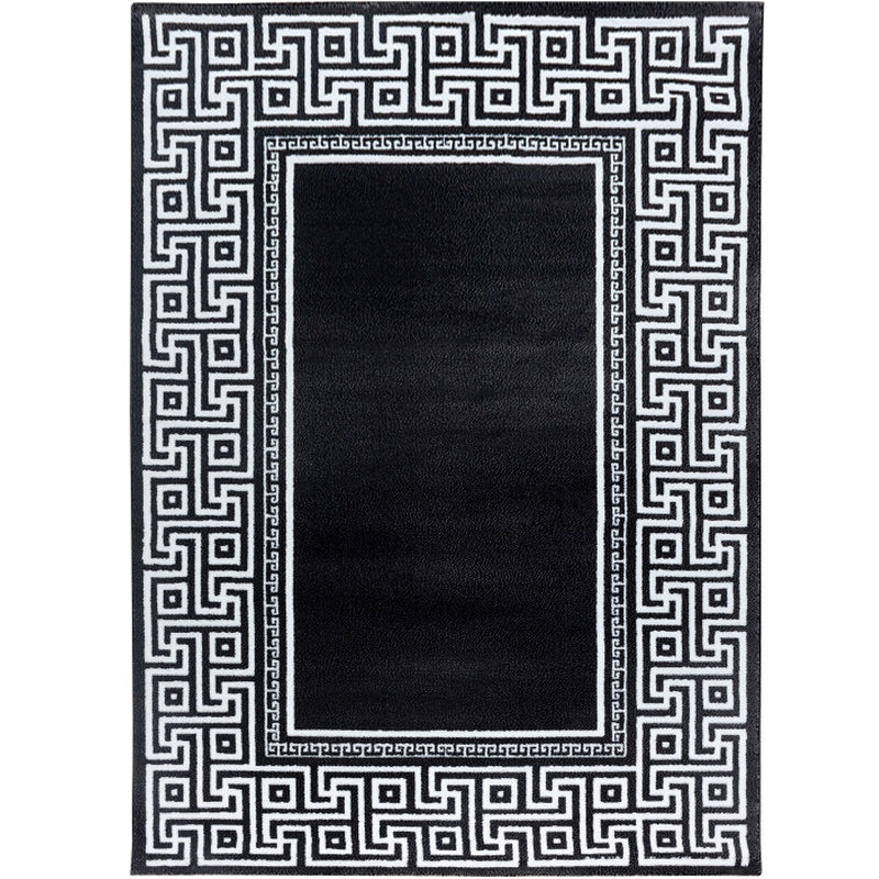 Parma Vloerkleed – Zwart Klassiek Randmotief – Laagpolig & Modern Design