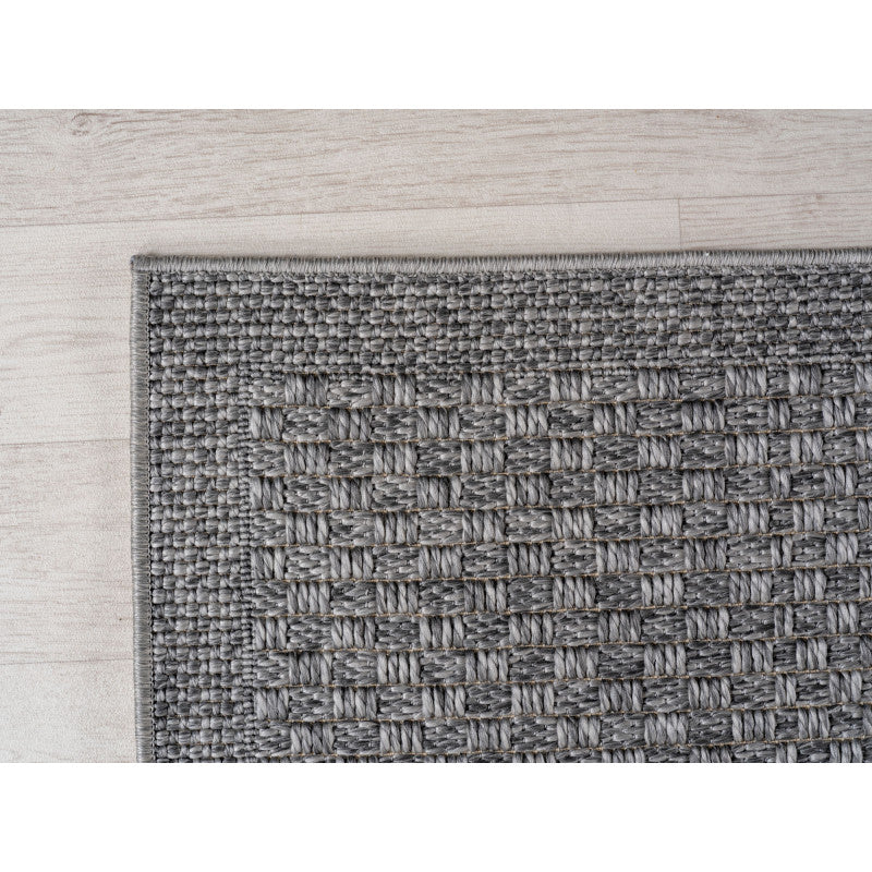 Ibiza – Geblokt Patchwork Donkergrijs – Binnen & Buiten Vloerkleed – Laagpolig