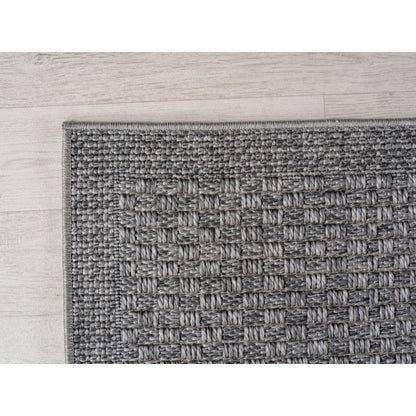 Ibiza – Geblokt Patchwork Donkergrijs – Binnen & Buiten Vloerkleed – Laagpolig