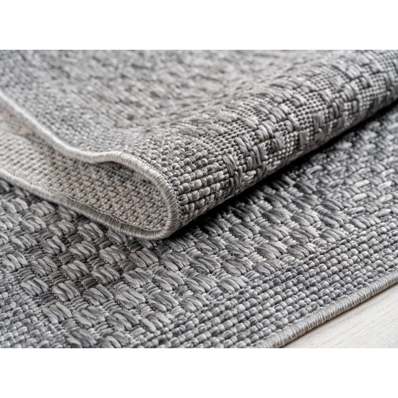 Ibiza – Geblokt Patchwork Donkergrijs – Binnen & Buiten Vloerkleed – Laagpolig