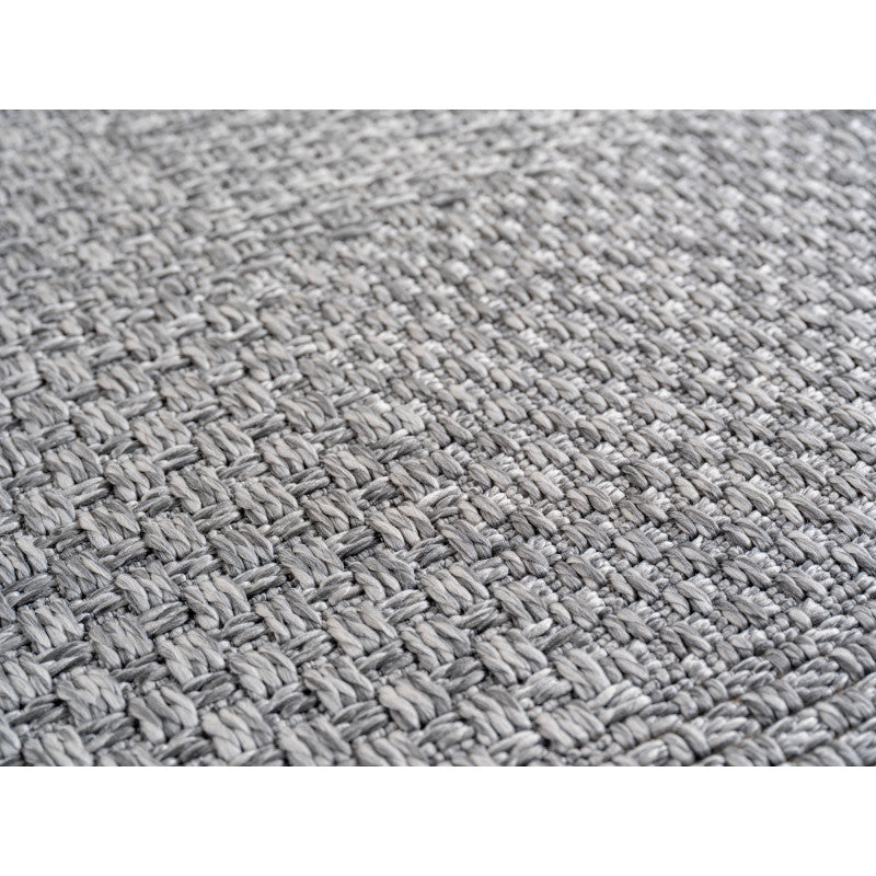 Ibiza – Geblokt Patchwork Donkergrijs – Binnen & Buiten Vloerkleed – Laagpolig