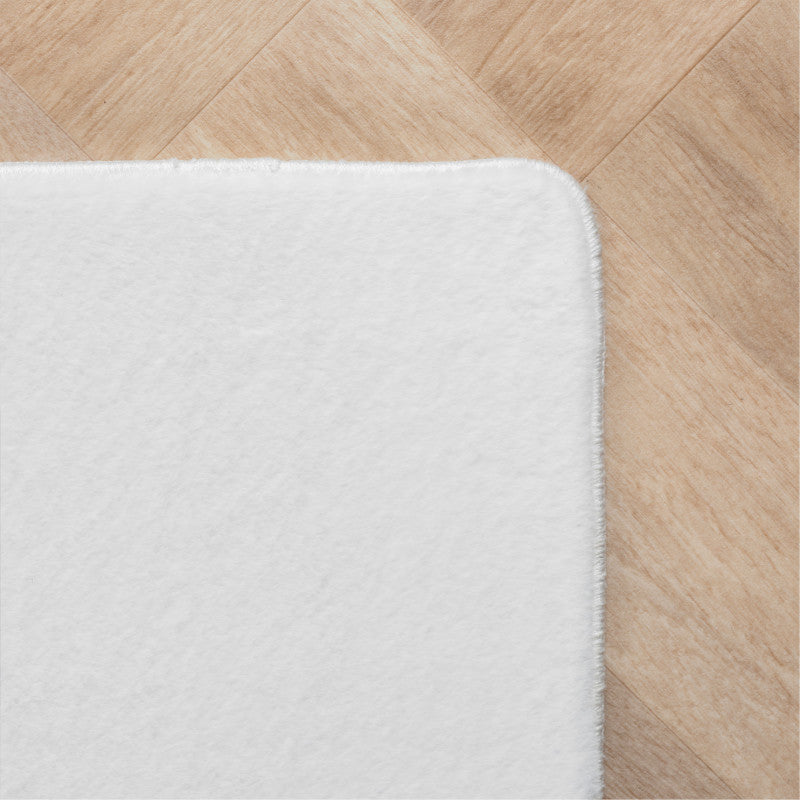 Joy Rond vloerkleed – Wit – Effen laagpolig vloerkleed – zacht en met glans