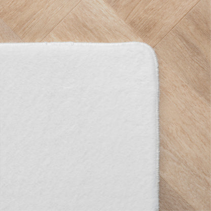 Joy Rond vloerkleed – Wit – Effen laagpolig vloerkleed – zacht en met glans