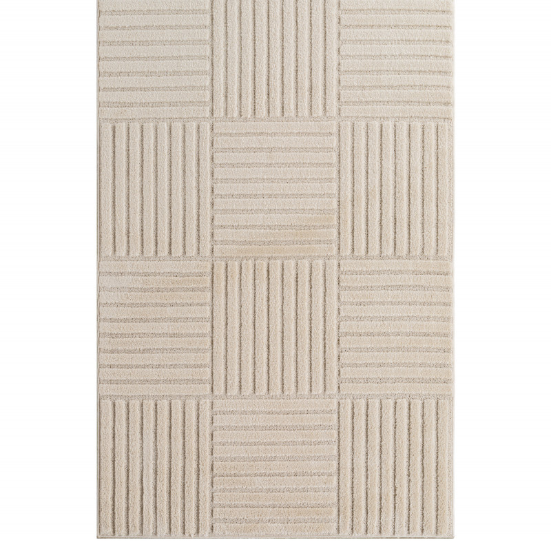 Art Vloerkleed – Japandi – Blokpatroon – Modern & Laagpolig – Creme/Beige