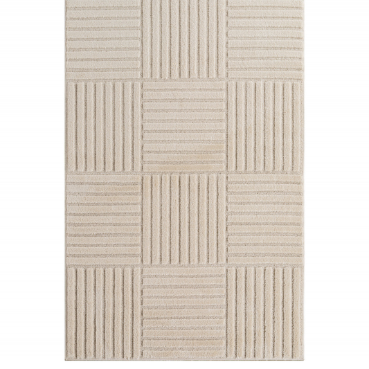 Art Vloerkleed – Japandi – Blokpatroon – Modern & Laagpolig – Creme/Beige
