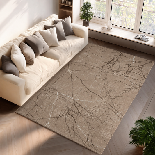 Creation Vloerkleed – Beige – Takken Design – Laagpolig Vloerkleed