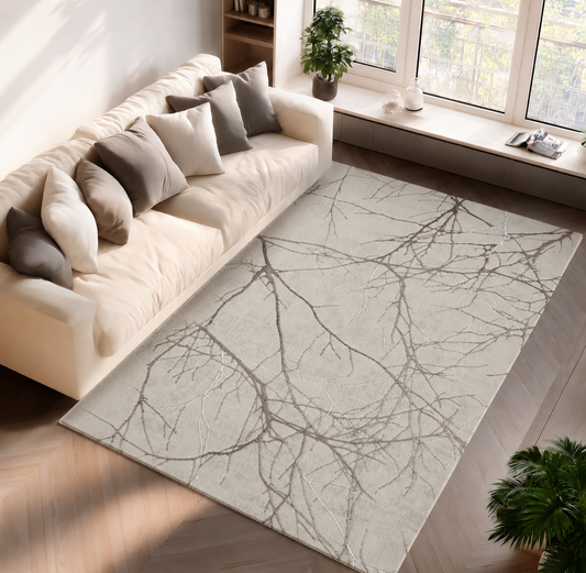 Creation Vloerkleed – Cream – Takken Design – Laagpolig Vloerkleed