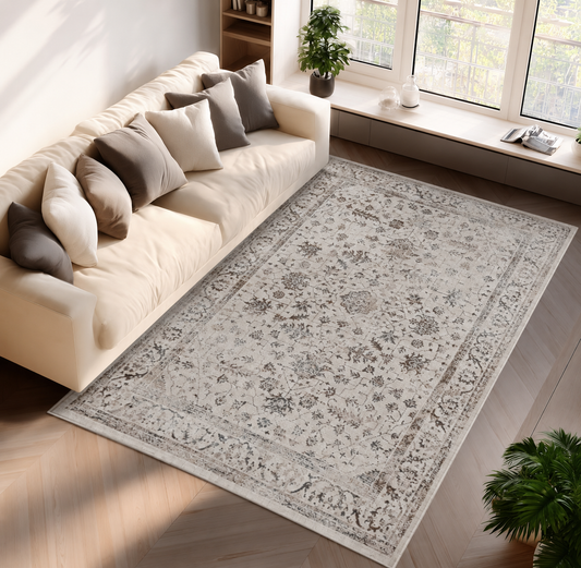 Creation Vloerkleed – Cream – Vintage Oosters Design – Laagpolig Vloerkleed