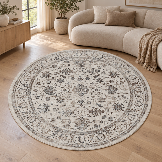 Creation Vloerkleed – Cream – Vintage Oosters Design – Laagpolig Vloerkleed