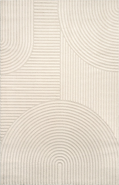 Elio Vloerkleed – Beige – Organisch Cirkeldesign – Laagpolig Vloerkleed