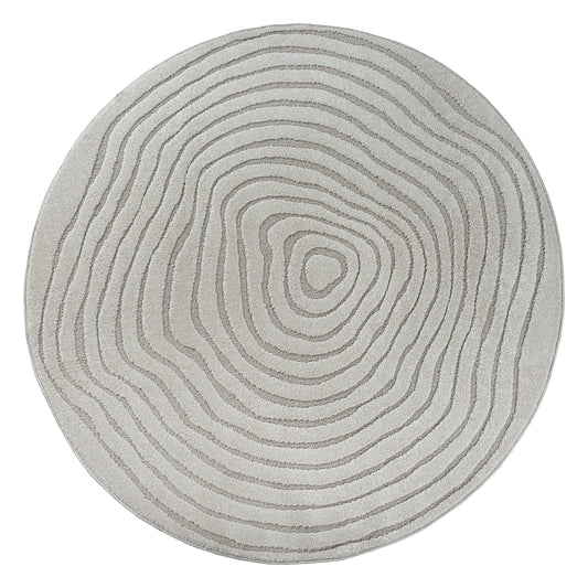 Elio Rond Vloerkleed – Grijs – Contourlijn Design – Laagpolig Vloerkleed