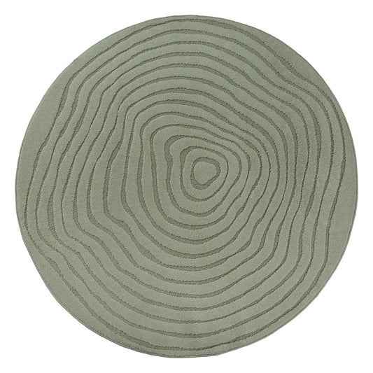 Elio Rond Vloerkleed – Groen – Contourlijn Design – Laagpolig Vloerkleed
