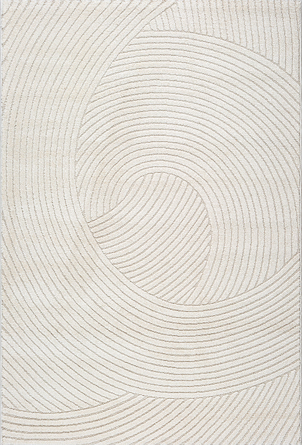 Elio Vloerkleed – Cream – Abstracte Bogendesign – Laagpolig Vloerkleed