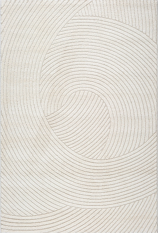 Elio Vloerkleed – Cream – Abstracte Bogendesign – Laagpolig Vloerkleed