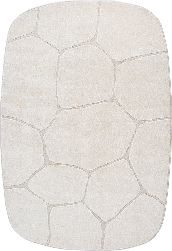 Elio Vloerkleed – Cream – Organisch Steenpatroon – Laagpolig Vloerkleed