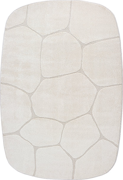 Elio Vloerkleed – Cream – Organisch Steenpatroon – Laagpolig Vloerkleed