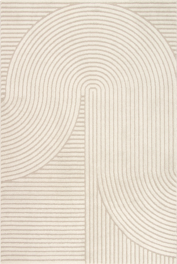Elio Vloerkleed – Beige – Organisch Boogdesign – Laagpolig Vloerkleed